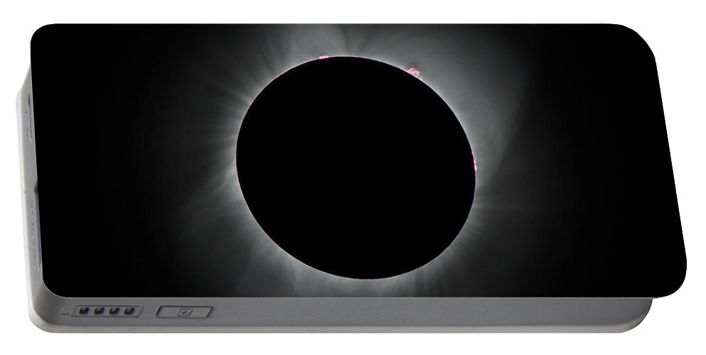 Eclipse Portable Battery Charger featuring the photograph Eclipse Prominences by Marc Crumpler
