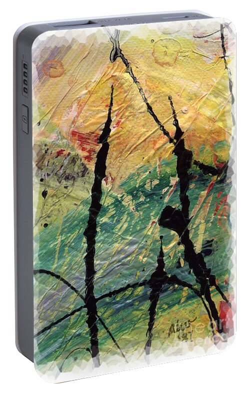 Abstract Portable Battery Charger featuring the painting Ecstasy II by Angela L Walker