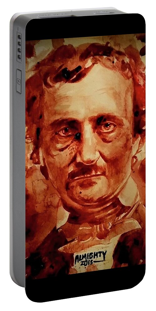  Portable Battery Charger featuring the painting EDGAR ALLAN POE portrait by Ryan Almighty