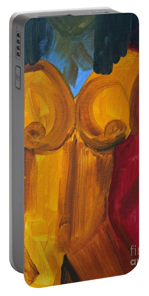 Nudes And Sketches Portable Battery Charger featuring the painting Egyptian Queen by Julie Lueders 