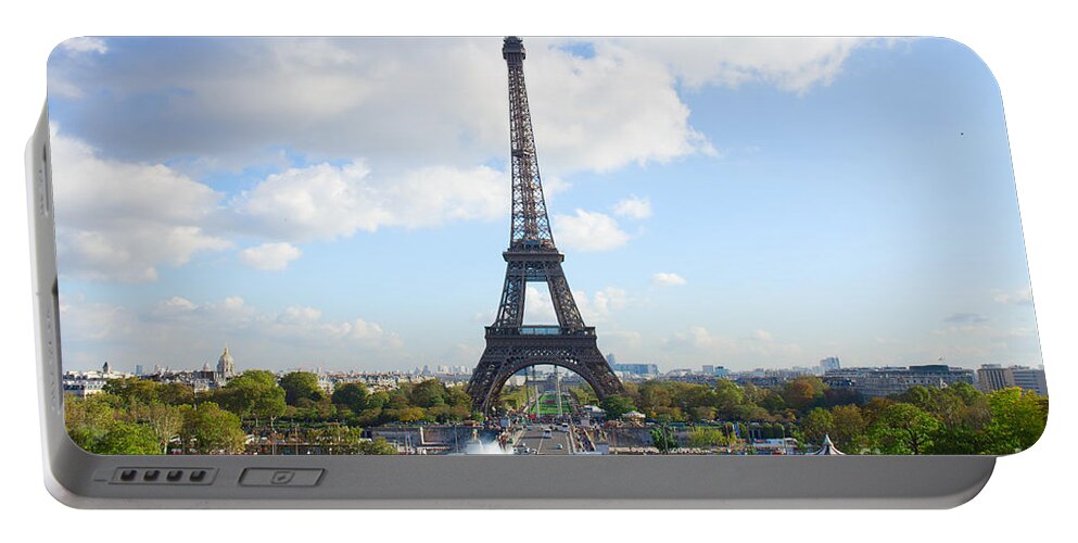 Eiffel Portable Battery Charger featuring the photograph Eiffel Tour and fountains of Trocadero by Anastasy Yarmolovich