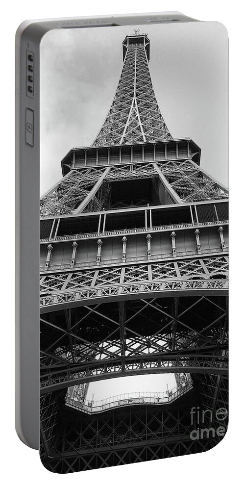 Paris Photograph Portable Battery Charger featuring the photograph Eiffel Tower in black and white by Ivy Ho
