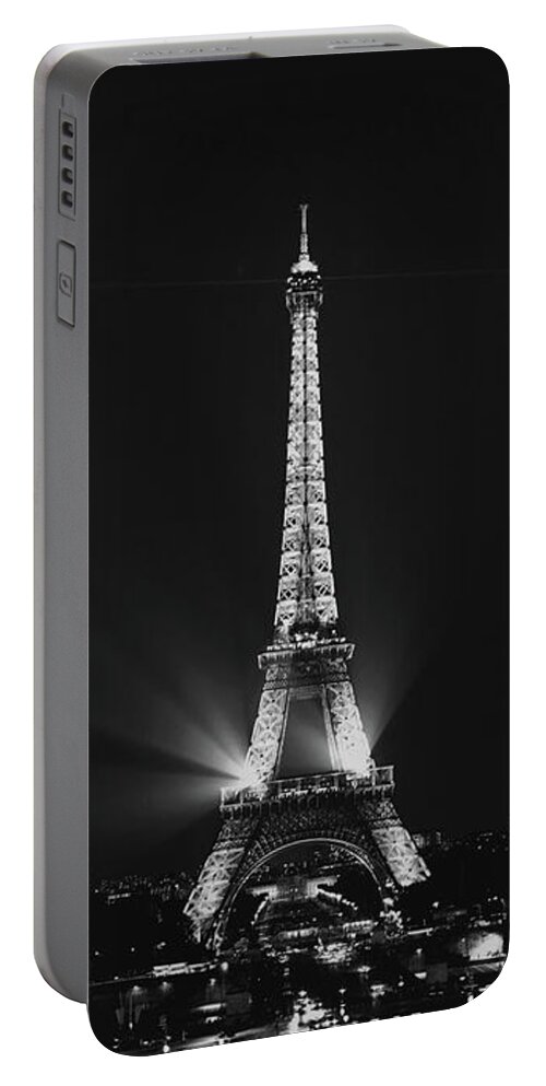 Eiffel Tower Portable Battery Charger featuring the photograph Eiffel Tower Noir by Melanie Alexandra Price