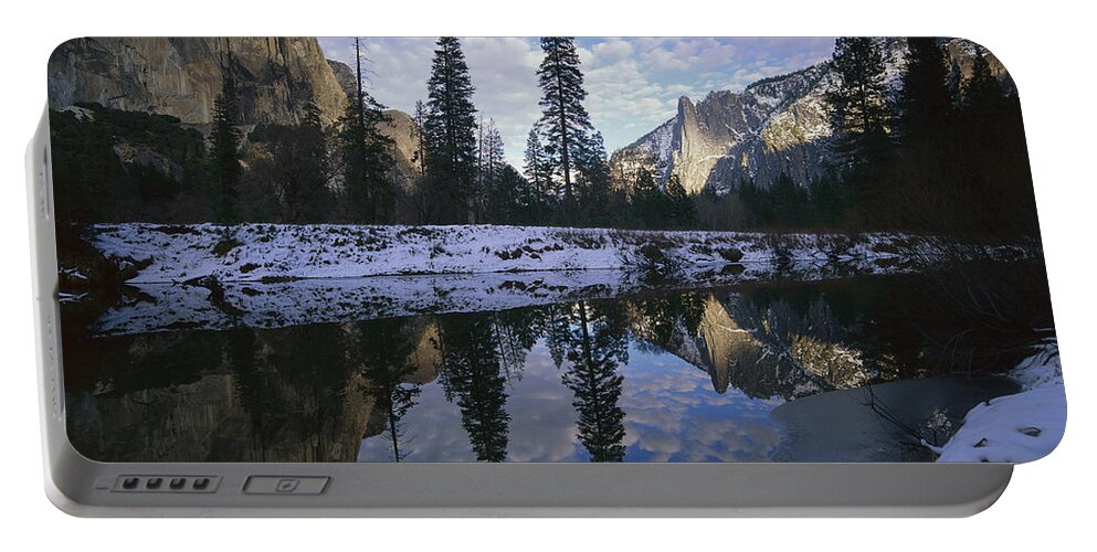 00173855 Portable Battery Charger featuring the photograph El Capitan and the Merced River by Tim Fitzharris