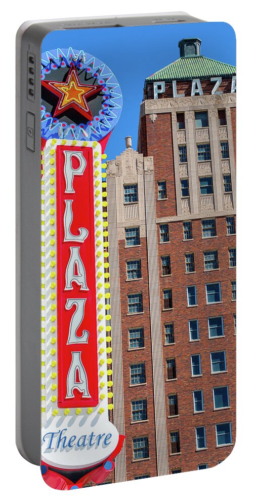 El Paso Portable Battery Charger featuring the photograph El Paso Plaza Hotel and Plaza Theatre Sign by SR Green