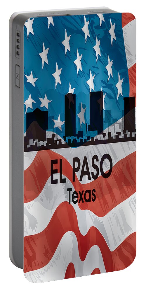 El Paso Portable Battery Charger featuring the digital art El Paso TX American Flag Vertical by Angelina Tamez