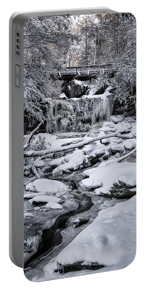 Winter Portable Battery Charger featuring the photograph Elakala Falls by Erika Fawcett
