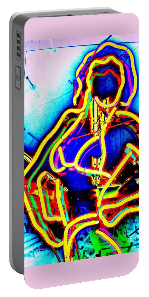 Neon Portable Battery Charger featuring the digital art Electric Elaine by Larry Beat