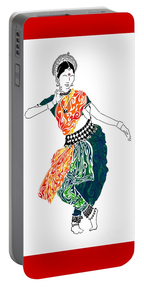 Odissi Portable Battery Charger featuring the painting Elegance by Anushree Santhosh