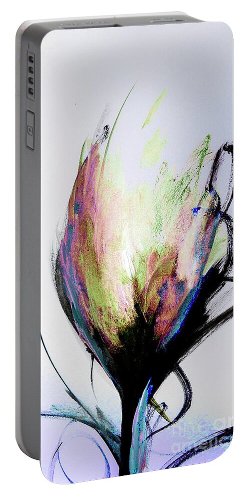 Elemental Portable Battery Charger featuring the digital art Elemental In Color Abstract Painting by Lisa Kaiser
