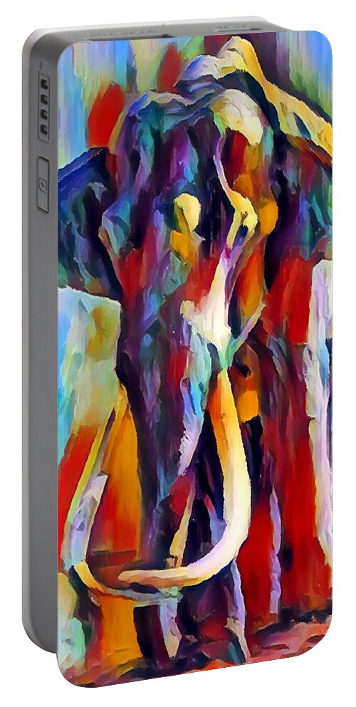 Elephant Portable Battery Charger featuring the painting Elephant by Chris Butler