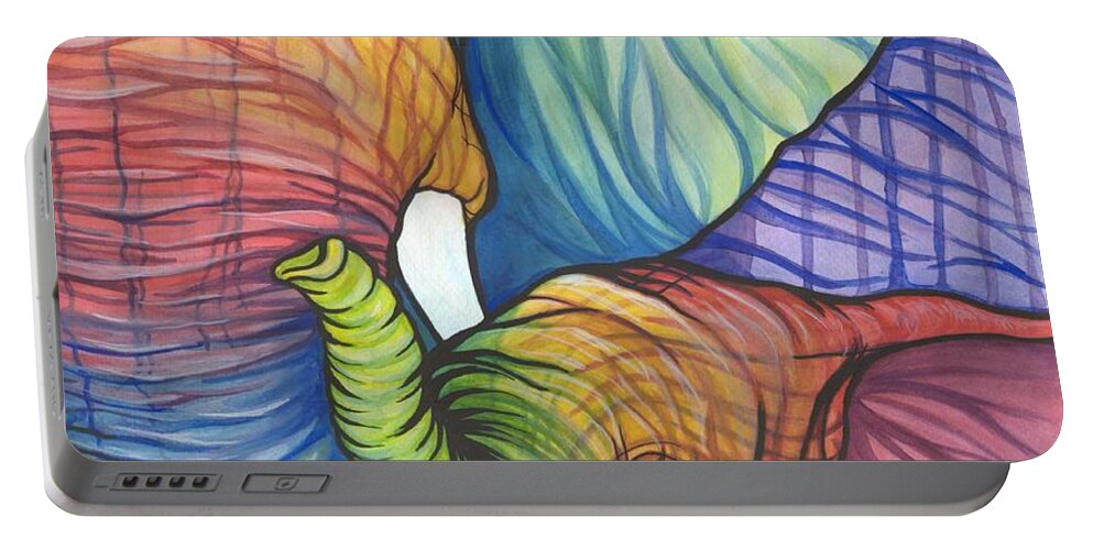Elephant Portable Battery Charger featuring the painting Elephant Hug by Sarah Jane
