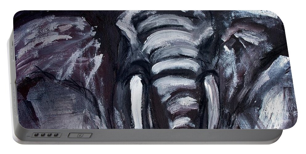 Elephant Portable Battery Charger featuring the painting Elephant by Lidija Ivanek - SiLa