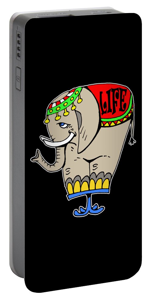 Elephant Portable Battery Charger featuring the drawing Elephant Life by Piotr Dulski