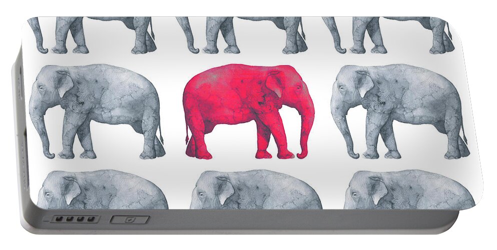 Elephant Portable Battery Charger featuring the painting Elephants by Maria Heyens