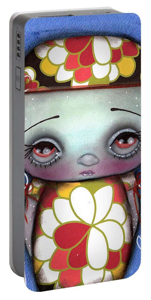 Abril Andrade Elf Portable Battery Charger featuring the painting Elf Girl by Abril Andrade