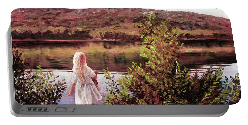 Groton Lake Portable Battery Charger featuring the painting Elizabeth at Groton Lake by Marie Witte