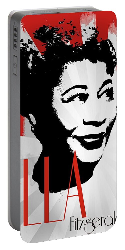 Ella Fitzgerald Portable Battery Charger featuring the digital art Ella by Rumiana Nikolova