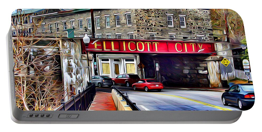 Ellicott Portable Battery Charger featuring the digital art Ellicott City by Stephen Younts