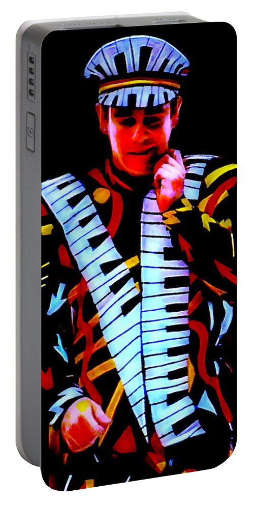 Elton John Portable Battery Charger featuring the mixed media Elton John Collection by Marvin Blaine