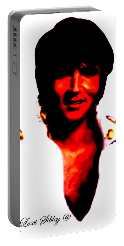 Elvis Portable Battery Charger featuring the mixed media Elvis by Loxi Sibley by Loxi Sibley