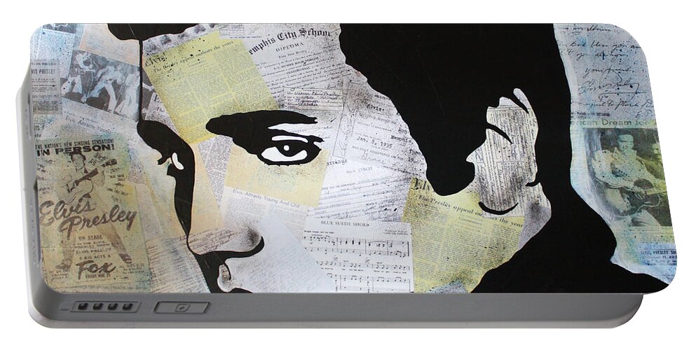 Free Shipping Portable Battery Charger featuring the mixed media ELVIS PRESLEY King Creole by Kathleen Artist PRO