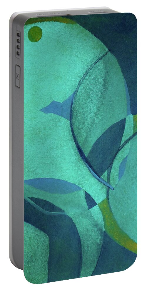 Abstract Portable Battery Charger featuring the painting Emergence by Dick Bourgault
