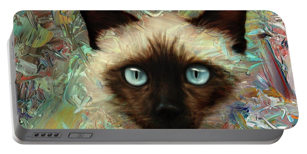 Cat Portable Battery Charger featuring the digital art Emerging Kitten by James W Johnson