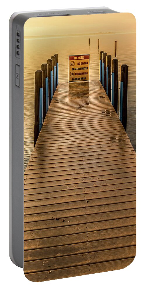 Higgins Lake Portable Battery Charger featuring the photograph Empty Dock by Joe Holley