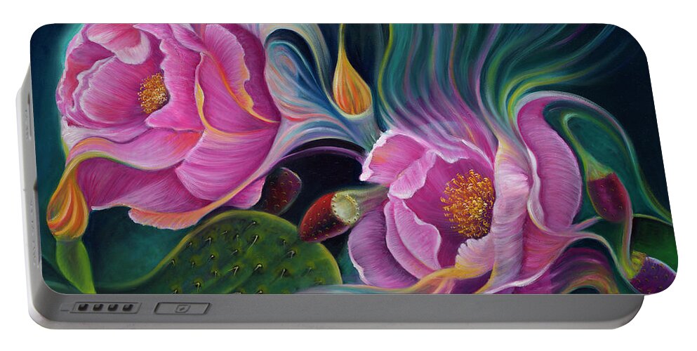 Flower Portable Battery Charger featuring the painting Enchanted Blossoms by Claudia Goodell