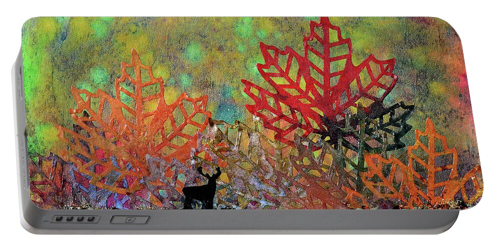 Enchanted Forest Portable Battery Charger featuring the mixed media Enchanted Pathways by Donna Blackhall