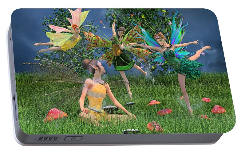 Fairy Portable Battery Charger featuring the digital art Enchanting Souls by Betsy Knapp