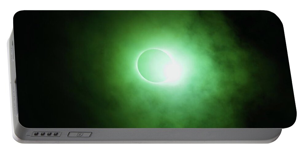 Solar Eclipse Portable Battery Charger featuring the photograph End Of Totality by Daniel Reed