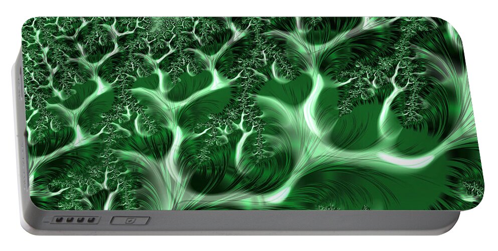 Abstract Portable Battery Charger featuring the digital art Endless Emerald Vines by Michele A Loftus