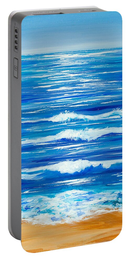 Waves Portable Battery Charger featuring the painting Endless Waves 20 x 16 by Santana Star