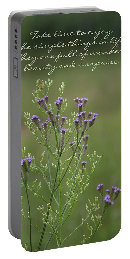 Brasiliensis Portable Battery Charger featuring the photograph Enjoy the Simple Things Verbena Wildflowers by Kathy Clark