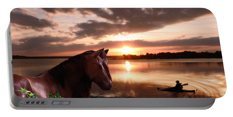 Horse Portable Battery Charger featuring the photograph Enjoying the Sunset by Michele A Loftus