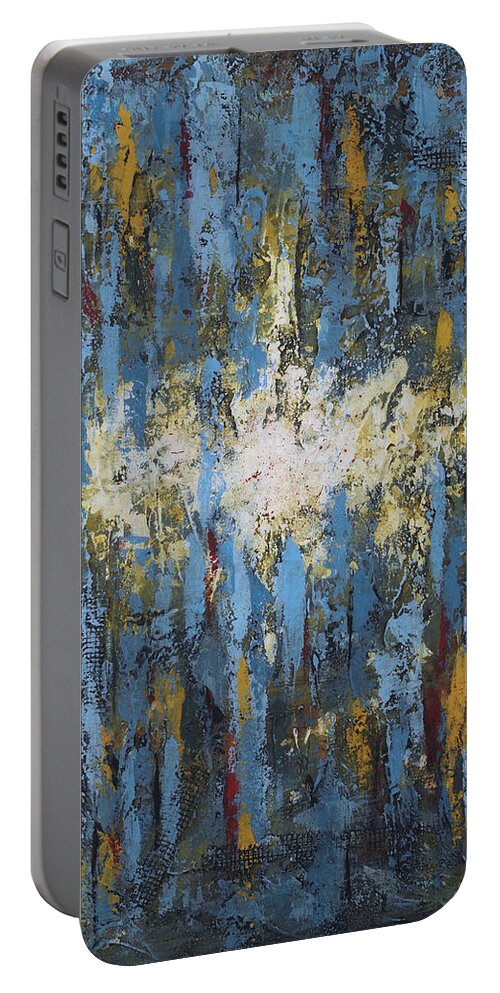 Abstract Portable Battery Charger featuring the painting Enlighten by Jim Benest