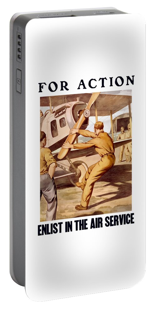 Air Force Portable Battery Charger featuring the painting Enlist In The Air Service by War Is Hell Store