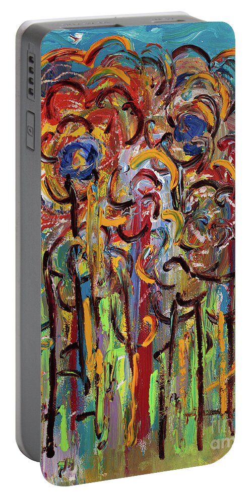 Flowers Portable Battery Charger featuring the painting Enriched by Bjorn Sjogren