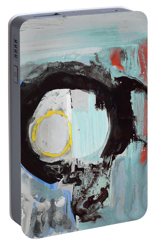 Abstract Portable Battery Charger featuring the painting Enso, rising up from duality into the light by Amara Dacer