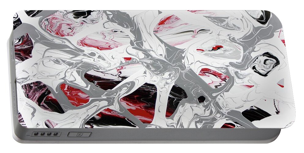 Red Portable Battery Charger featuring the painting Entangle by Madeleine Arnett