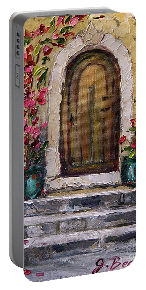 Door Art Portable Battery Charger featuring the painting Enter Here by Jennifer Beaudet