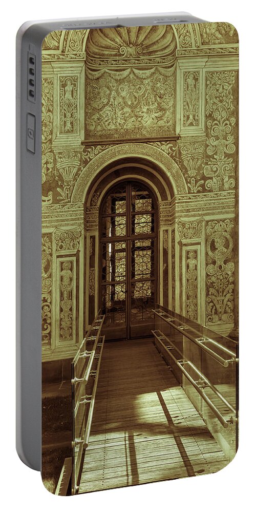 Jenny Rainbow Fine Art Photography Portable Battery Charger featuring the photograph Entrance to Ball Game Hall. Vintage by Jenny Rainbow