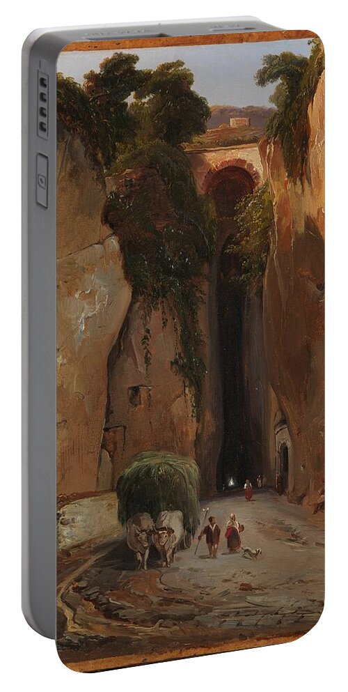 Charles R�mond Portable Battery Charger featuring the painting Entrance to the Grotto of Posilipo by MotionAge Designs