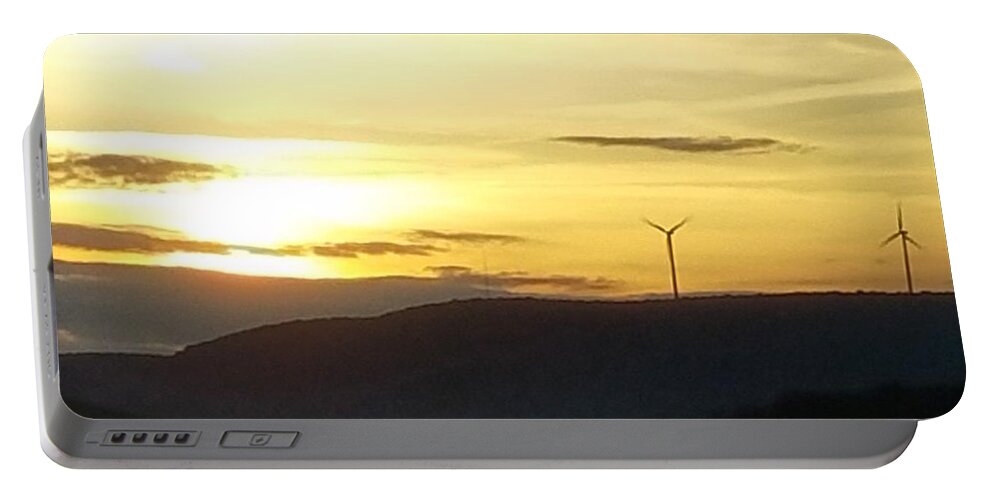 Windmill Portable Battery Charger featuring the photograph Environmental Sunset by Vic Ritchey