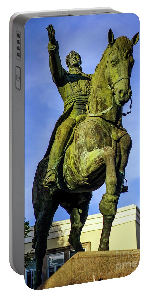 50 F1.4 Portable Battery Charger featuring the photograph Equestrian monument of Simon Bolivar Cadiz Spain by Pablo Avanzini