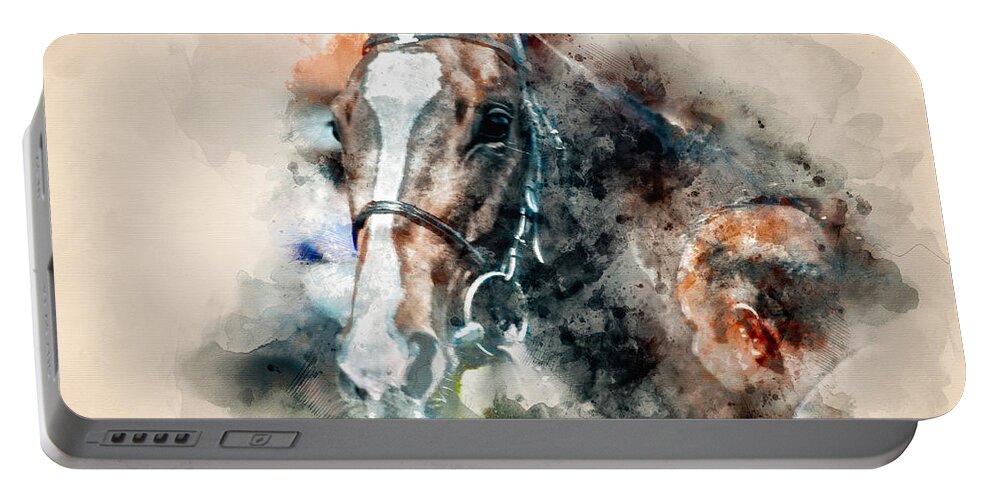 Sevenstyles Portable Battery Charger featuring the photograph Equine Watercolour I by Jack Torcello