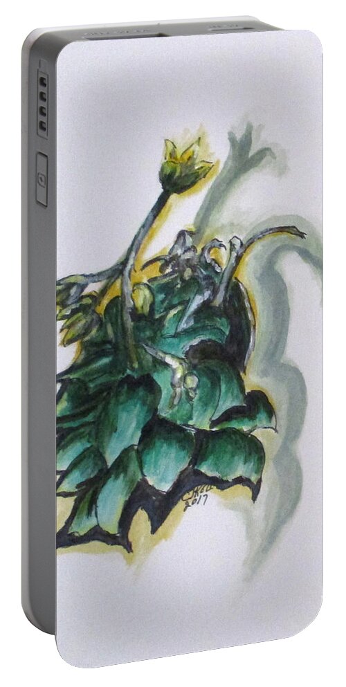 Flowers Portable Battery Charger featuring the painting Erika's Spring Plant by Clyde J Kell