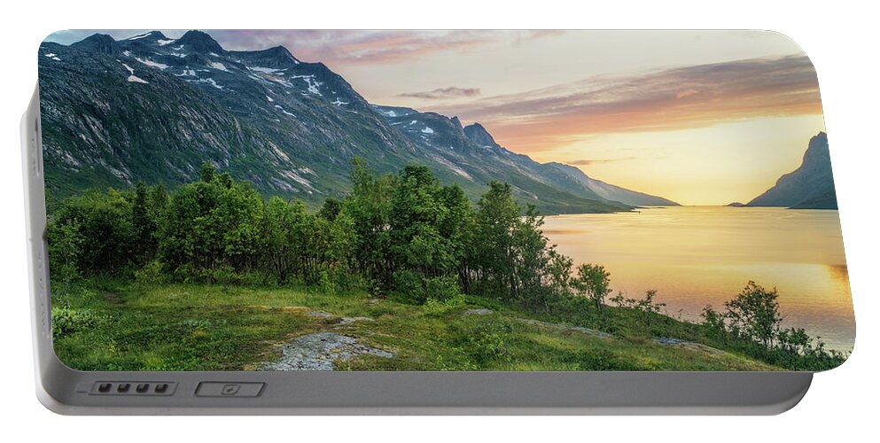 Landscape Portable Battery Charger featuring the photograph Ersfjord Sunset by Maciej Markiewicz